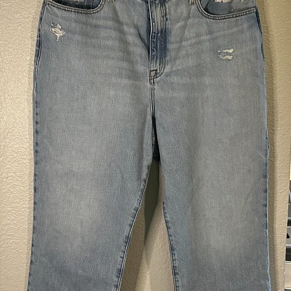 NWT FRAME Le Jane Crop High Rise Straight Distressed Denim- Temecula Rip- Sz 34 - Picture 2 of 7